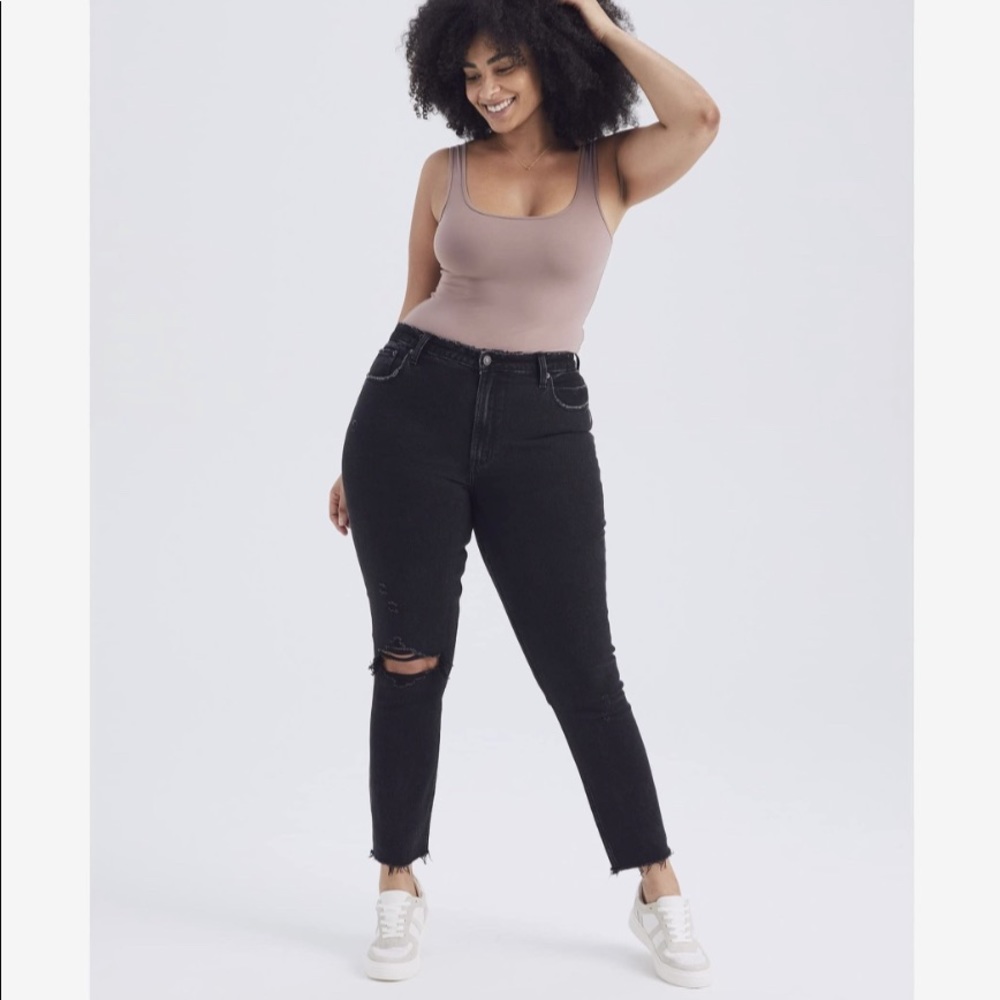 Abercrombie & Fitch Curve Love High Rise Skinny Jean Distressed Black